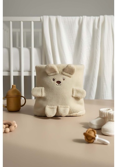 Ayıcık Figürlü Peluş Bebek Battaniyesi Çok Renkli