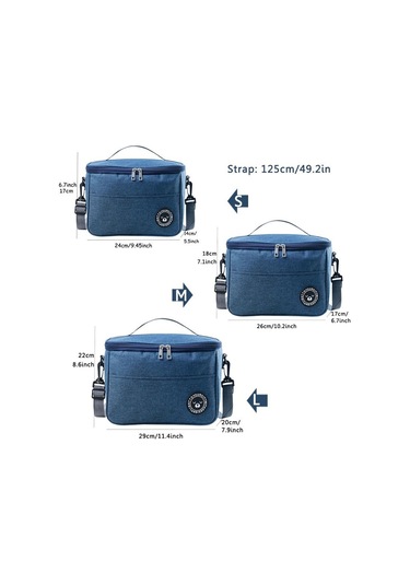Lacivert Büyük Yalıtımlı Öğle Yemeği Çantası Yetişkin Çocuk Erkek Termal Serin Sıcak Gıda Saklama Kutusu M Lacivert