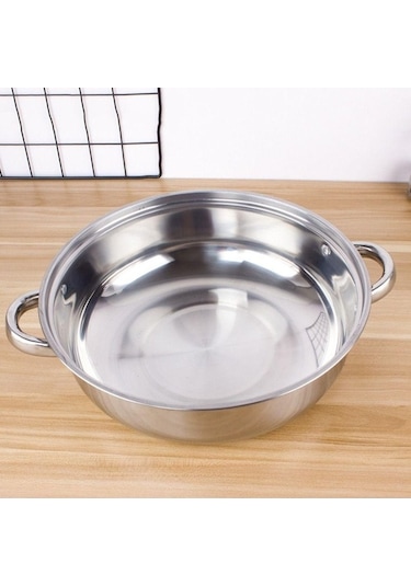 Novahub Paslanmaz Çelik Sebze Buharlı Pişirici Tava Seti - Şeffaf Gıda Ocak Pot Çift Kazanlar Sos Single-pot Tencere Seti Gümüş