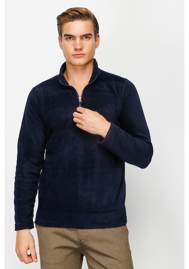İgs Erkek Lacivert Standart Yarım Fermuar Polar Lacivert