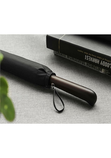 Shanshan Güçlü Rüzgar Geçirmez Uzun Saplı Erkek Şemsiye - Siyah