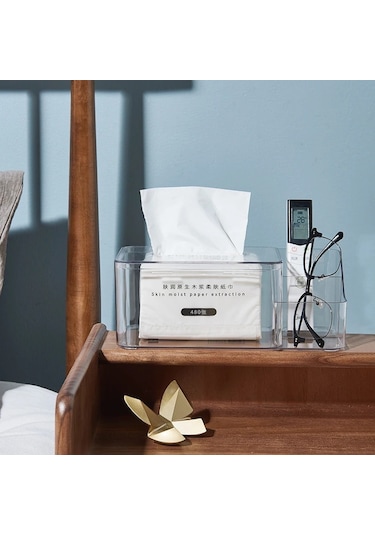 Gri L-zarif Doku Kutusu Yüksek Dereceli Çekme Kağit Kutu Akrilik Ev Sehpa Çok Fonksiyonlu Uzaktan Kumanda Masaüstü Saklama Kutusu