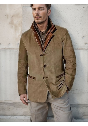 İlkbahar Ve Sonbahar Erkek Retro Ceketi Siyah