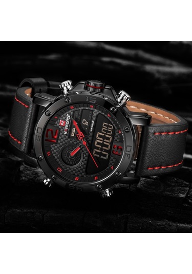 Erkek Saat Dijital Kuvars Alarm Kronometre İş Spor Günlük Kol Saati Kırmızı Diğer