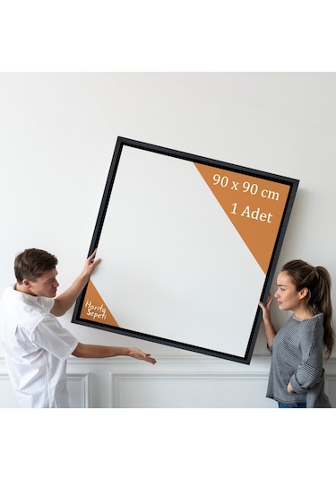 Siyah Çerçeveli Tuval 90 x 90 CM Kare Profesyonel %100 Pamuk Boş Tablo