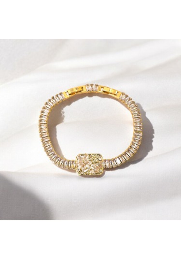 Dikdörtgen Çoklu Çiçek Su Yolu Baget Çelik Bileklik