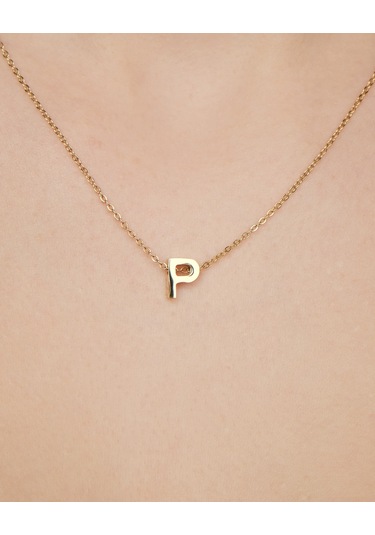 Lekka Design Kadın Kararmaz Çelik Takı P Harf Kolye