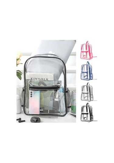 Novahub Büyük Kapasiteli Şeffaf Sırt Çantası Lüks Tasarımcı Görünür Pvc Sırt Çantası Black Siyah Siyah