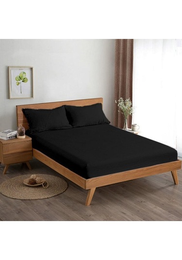 Ranforce Dokuma Çarşaf Takımı Tek Kişilik Lastiksiz Siyah