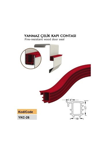 Contacall Alev Önleyici Yangın Kapısı Fitili Yangın Contası 6 Metre Kırmızı Ykc-26 6 M