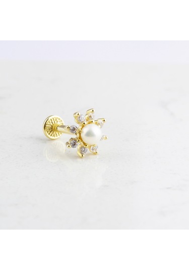 Glorria Altın İnci Tragus Piercing Altın