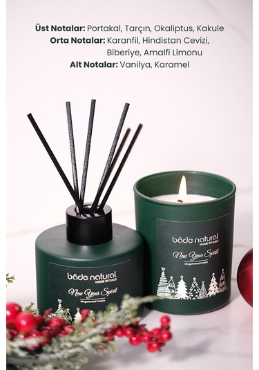 New Year Spirit Gingerbread Cookie Soya Mumu - Çubuklu Oda Kokusu