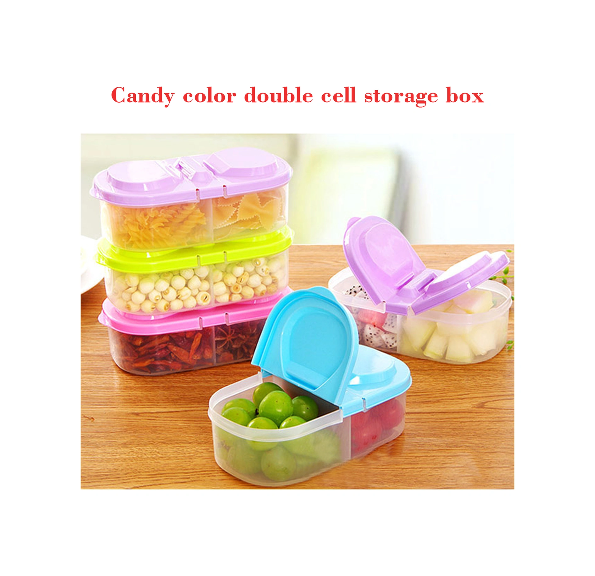 Neevoyu Yeşil Mutfak Depolama Kutusu, Çift Bölmeli Kapaklı, Muhafaza Ve Organizasyon İçin Plastik Ambalaj, Multifonksiyonel, Buzdolabı Uygun Diğer