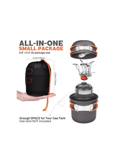 Neevoyu Ds101 Yeşil Kamp Mutfak Seti: Çadırcılar İçin 1-2 Kişilik Çelik Tencere, Fritöz, Katlanabilir Ocak Ve Kahve Bardağı Yeşil