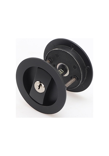 Nayomiglow Sürgülü Cep Kapı Kilidi Siyah Gizlilik Yuvarlak Cep Kapı Donanımı Siyah Çağdaş Cep Kapı Kilidi Anahtarlı