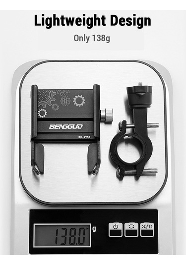 Bengguo-al Alaşım Bisiklet Cep Telefonu Tutucu Scooter Dönebilen,y28006t-2 Gri