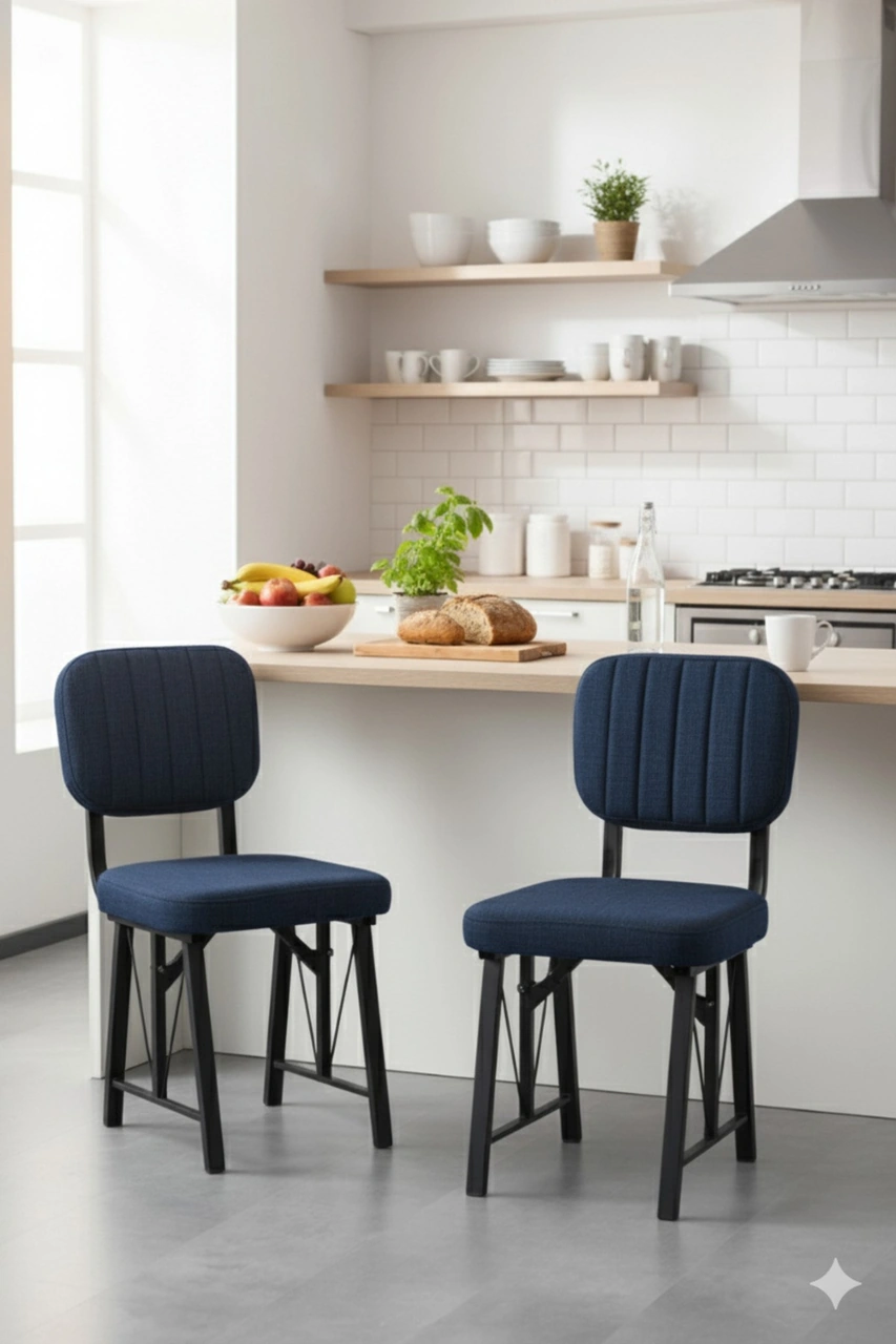 Elfin 70x110cm Sabit Siyah Yemek Masası, Yemek Masası Takımı, Mutfak Masası, 4 Lacivert Sandalye Lacivert