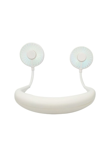 Yue Store Yaratıcı Mini Asılı Boyun Tipi Fan Açık Led Fan Pembesi 1952 Beyaz