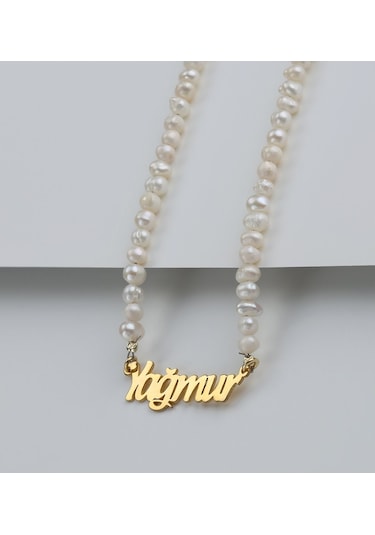 Vaoov 925 Ayar Gümüş Isimli Kadın Hediye Inci Kolye