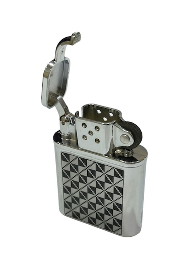 Gümüş Siyah İşlemeli Gazlı Metal Çakmak 109464
