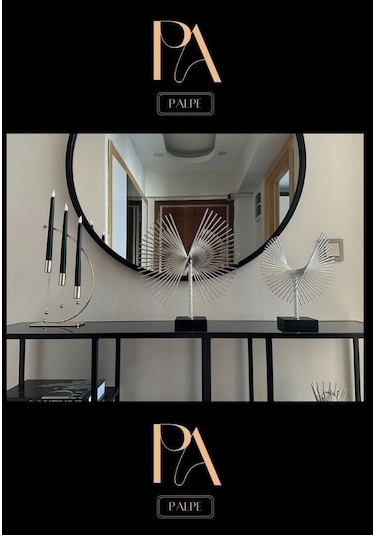 Gümüş 2'li P Ofis Metal Aksesuar Biblo Ev Salon Dekorasyon Obje