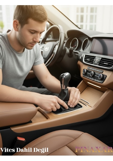 Dacia Logan Siyah Deri Prime Tasarım Siyah Spor Dikiş Vites Körüğü