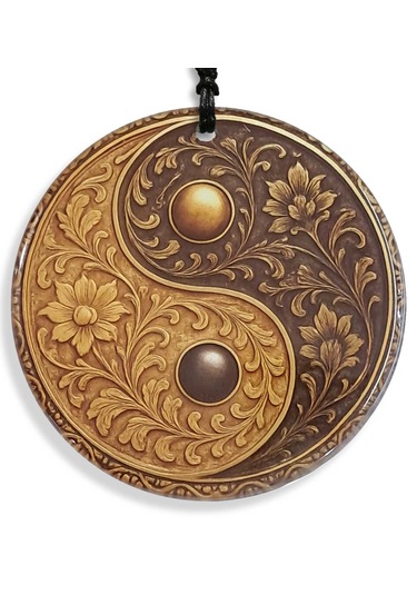 23 Cm Çap - Osmanlı Motifli / Yin & Yang Füzyon Cam Duvar Süsü