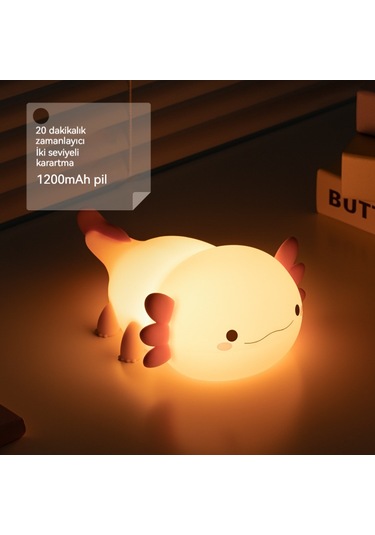 Altıgen Dinozor Pat Işık Gece Lambası Pembe