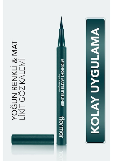 Flormar Mat Likit Kalem Eyeliner (YEŞİL) - Midnight Matte Eyeliner - 004 Green - 8690604641673