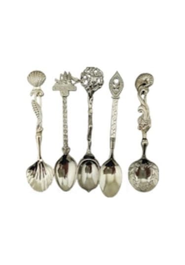 Kosona Stok Gümüş Renkli Çelik Kaşık Seti 5 Adet - Kahve Ve Pirinç İçin 103x26mm, 200g, Ritüel Yemeği Deneyimi Diğer