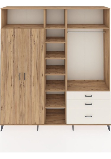 Hyperion Dolap 9 Raflı 3 Çekmeceli 2 Askılı 220x44x243 Çam-çam/aytaşı Atlas Çam/aytası
