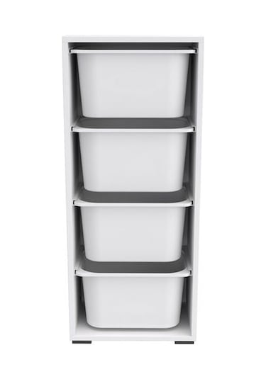 Pratico 4 Derin Sepetli Çok Amaçlı Oyuncak Dolabı - Beyaz - 109x30x69,5 Cm Beyaz