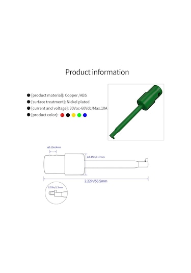 TEST KLİPS YAYLI PROB UCU 5'Lİ SET 57MM BAKIR UÇ