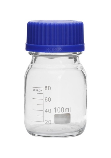 Borox Cam Şişe 100 ML Vida Kapaklı Boş Numune Şişesi