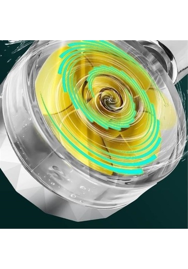 Turbo Pervaneli Ve Filtreli Su Tasarruflu 360 Derece Dönebilen Tazyikli Duş Başlığı Şeffaf-gümüş