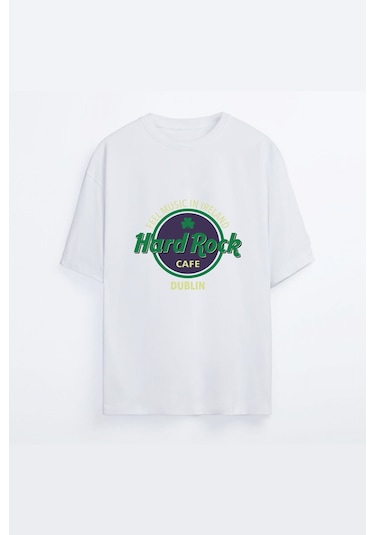 Insane Minds Hardrock Baskı Oversize Beyaz Tişört Beyaz