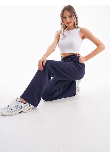 Kallima Çımalı Lacivert Kışlık Şardonlu Bol Paça Eşofman Lacivert