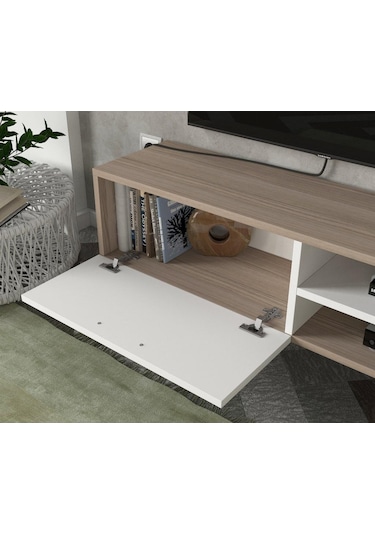 Dekorister Ceren Kitaplıklı Tv Ünitesi Beyaz-Cordoba