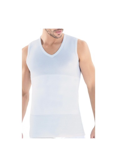 Blackspade 9208 Erkek Sıfır Kol V Yaka Beyaz Korseli Atlet