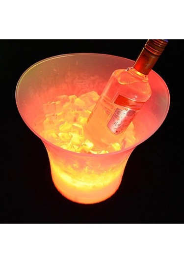 Pazly Çok Renkli Yeni Su Geçirmez Plastik Led Buz Kovası 5l Barlar Gece Kulüpleri 4 Renkli Led Işık Up Barlar Gece Partisi Şampanya Bira Kovası Çok Renkli