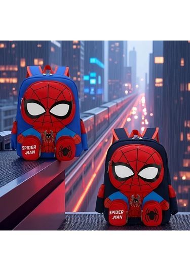 Topshop1 Marvel Süper Kahraman Spider-man Koyu Mavi Erkek Örümcek Sırt Çantası Ayarlanabilir Omuz Askılı Günlük İş Ve Tatil İçin 11 Farklı Kullanım Altın