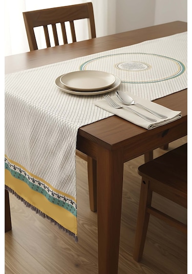 Safran Luxe Keten Runner 45x140 Cm Çok Renkli