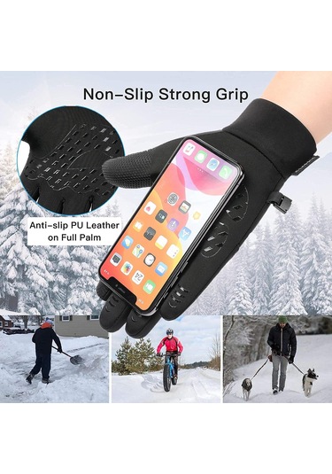 Kış Eldivenleri Su Geçirmez Termal Spor Eldivenleri Erkekler Kadınlar Koşu Bisiklet Sürüş Yürüyüş İş İçin Sıcak Eldivenler - Xl