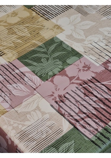 Elyaflı Pvc Muşamba - Desenli Silinebilir Masa Örtüsü Yeşil Fnt1246 Yeşil