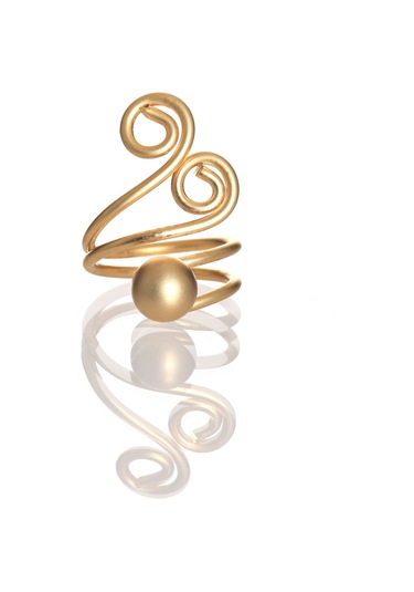 Labalaba Kadın Mat Altın Kaplama Tel Sarma Spiral Tasarım Yüzük Altın