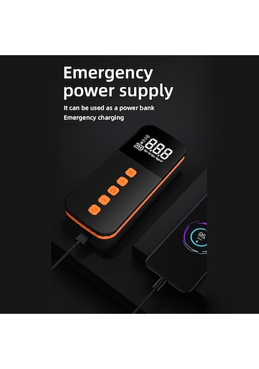 Wezone Siyah Akıllı Araç Lastik Hava Pompa - 5 Modlu Otomatik Durdurma, Büyük Sayıcı, Led Işık Ve Powerbank Özellikli Taşınabilir Elektrikli Pompa