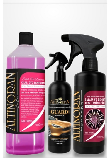 Altınoran Komple Araç Bakım Seti: Demir Tozu Sökücü + Cilalı Şampuan + Guard Hızlı Cila - Derinlemesine Temizlik Ve Seramik Koruma