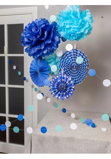 Fiolento Kağıt Süsler: Toplar, Ponponlar, Daireler Ve Işık Zinciri 236182989 MAVİ