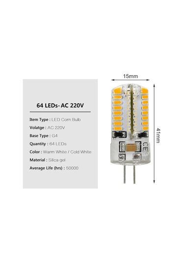 Beyaz 10 Adet/grup Silikon G4 3w 220v Led Ampul 64leds Smd 3014 Sıcak/soğuk Beyaz Işıklar Ev Kapalı Avize İçin 20w 30w Halojen Lambayı Değiştirin