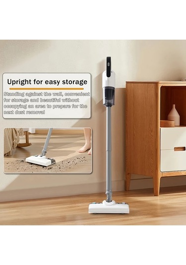 Elmpaly Beyaz Kablosuz Elektrikli Süpürge Ve Süpürge Kombinasyonu 3 Hız Ayarlı Usb Şarj Edilebilir